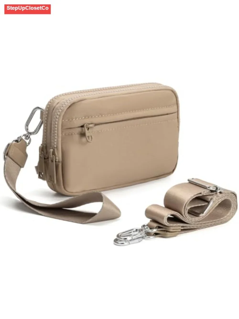 Wristlet Wallet for Women Nylon Quilted RFID 4 Zippers Crossbody Purse